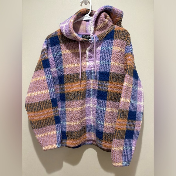 Wrangler Tops - Wrangler Retro® Western Vintage Style Plaid Fleece Hoodie Women’s Small Fall